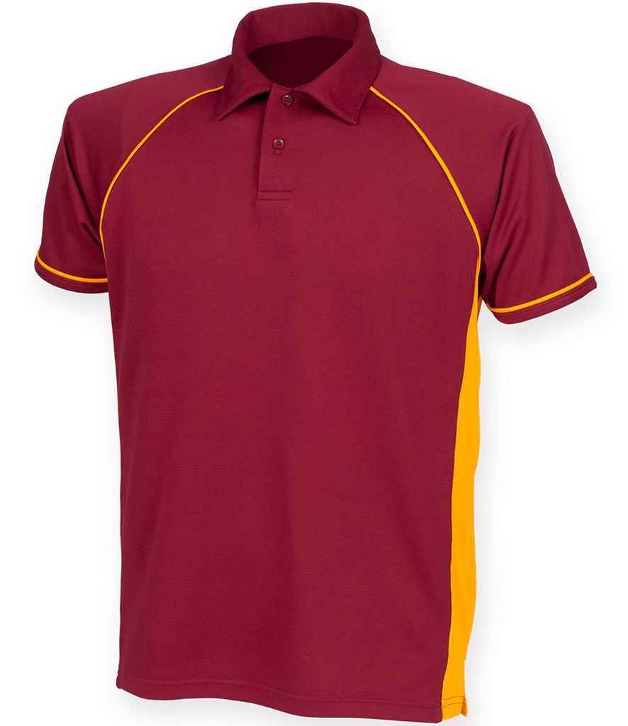 Finden and Hales Kids Performance Piped Polo Shirt in Maroon Amber by Finden + Hales — Custom branded clothing by Print Press, featuring premium embroidery produced in our specialist print lab in the UK.