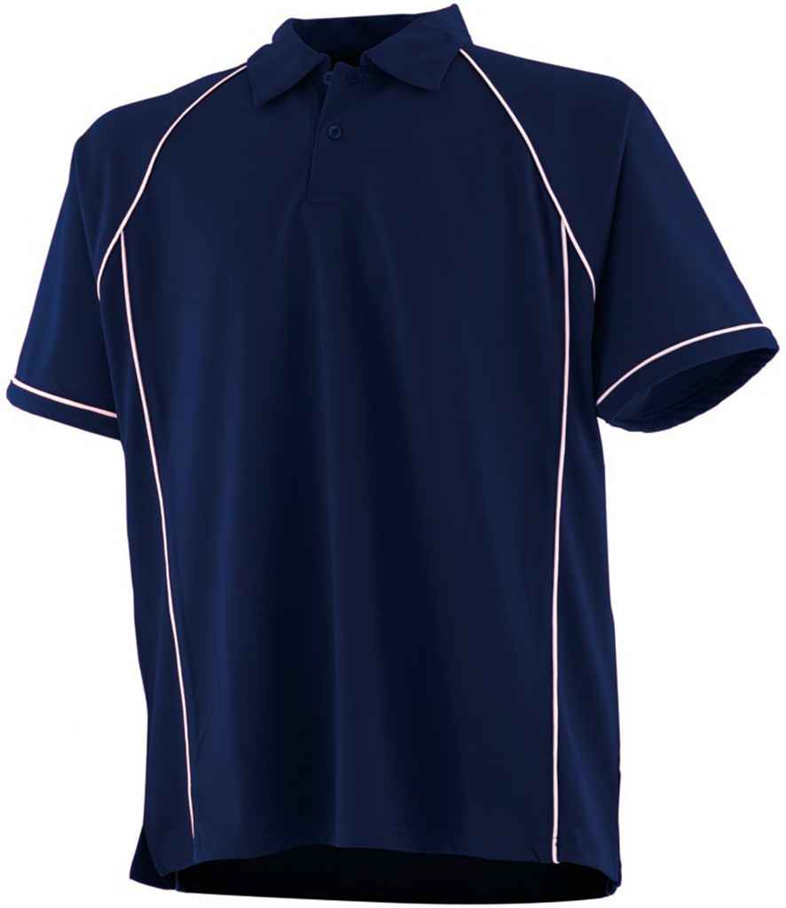 Finden and Hales Kids Performance Piped Polo Shirt in Navy White by Finden + Hales — Custom branded clothing by Print Press, featuring premium embroidery produced in our specialist print lab in the UK.