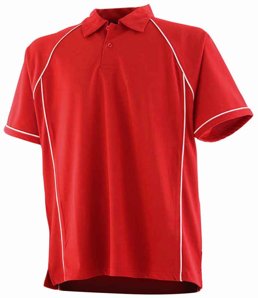 Finden and Hales Kids Performance Piped Polo Shirt in Red White by Finden + Hales — Custom branded clothing by Print Press, featuring premium embroidery produced in our specialist print lab in the UK.