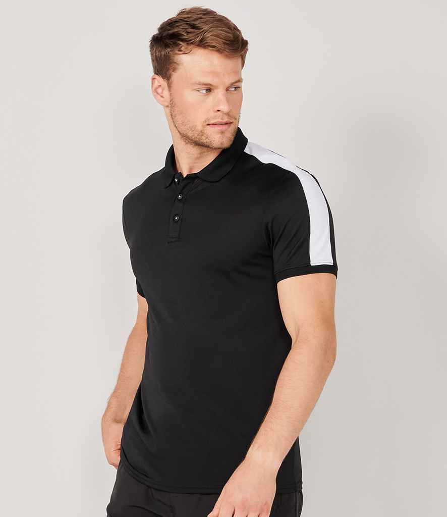 Finden and Hales Unisex Contrast Panel Pique Polo Shirt in Black White by Finden + Hales — Custom branded clothing by Print Press, featuring premium embroidery produced in our specialist print lab in the UK.