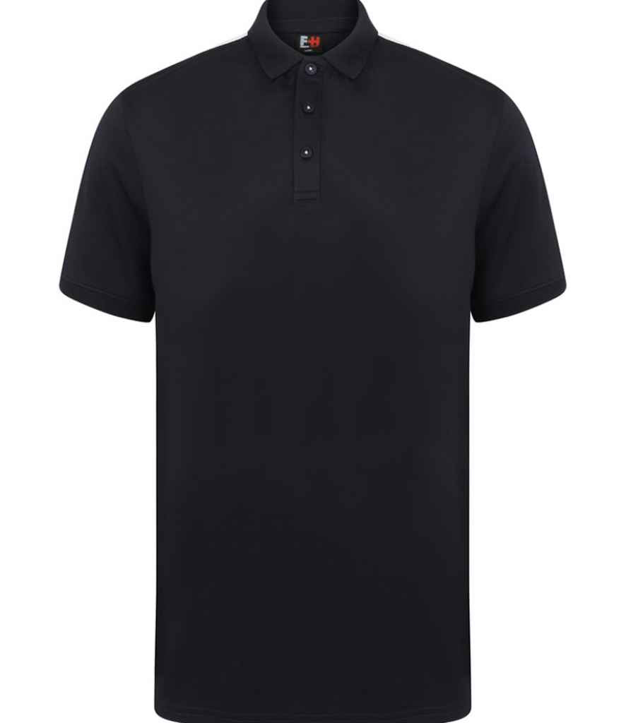 Finden and Hales Unisex Contrast Panel Pique Polo Shirt in Navy White by Finden + Hales — Custom branded clothing by Print Press, featuring premium embroidery produced in our specialist print lab in the UK.