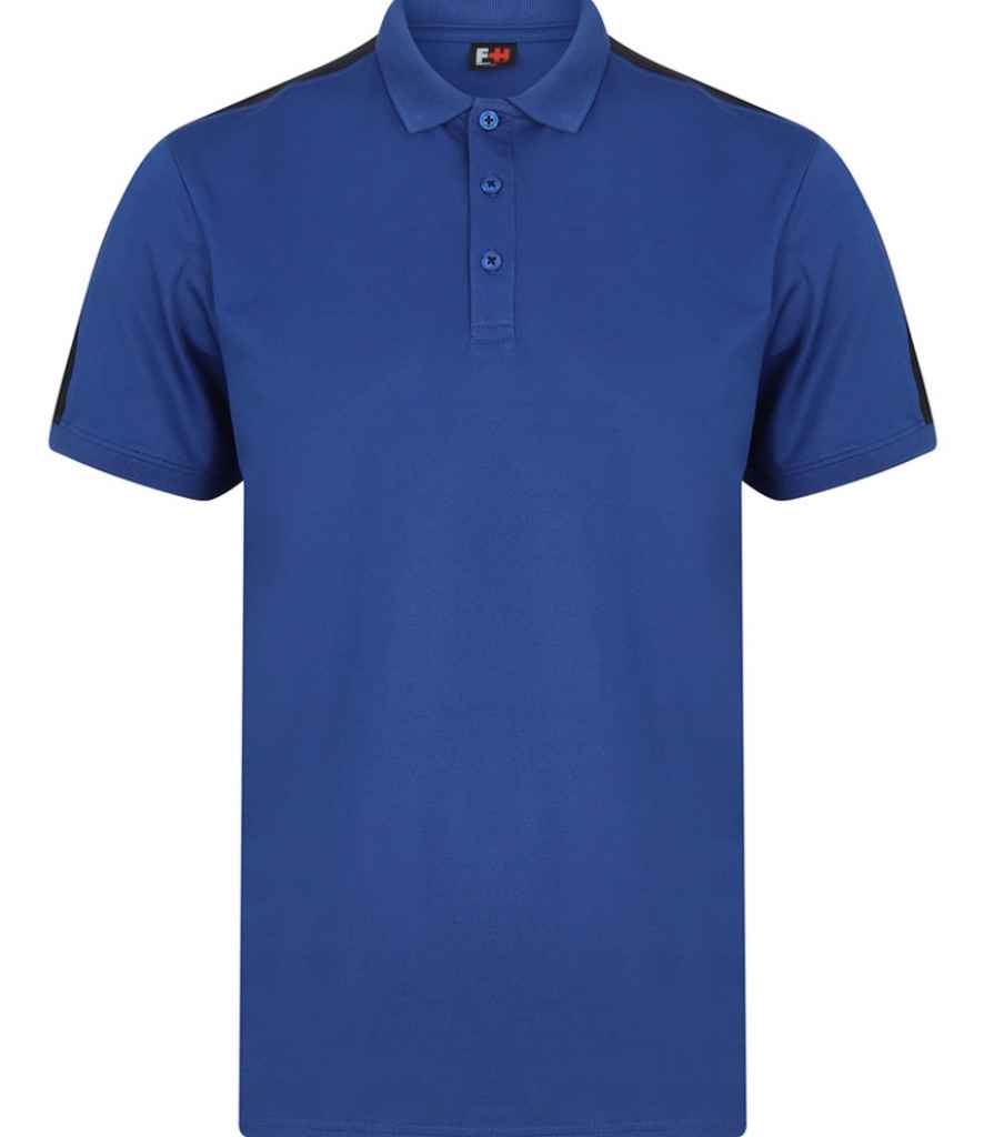 Finden and Hales Unisex Contrast Panel Pique Polo Shirt in Royal Blue Navy by Finden + Hales — Custom branded clothing by Print Press, featuring premium embroidery produced in our specialist print lab in the UK.