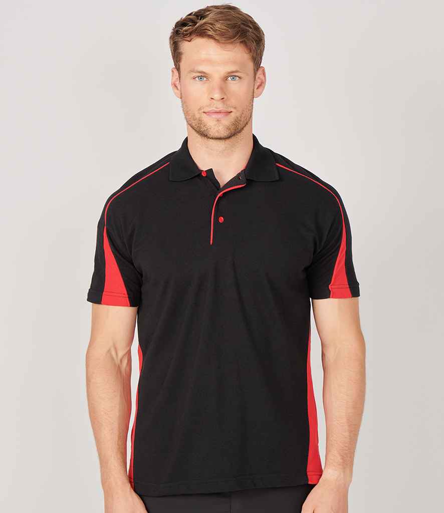 Finden and Hales Club Poly/Cotton Pique Polo Shirt in Black Red by Finden + Hales — Custom branded clothing by Print Press, featuring premium embroidery produced in our specialist print lab in the UK.