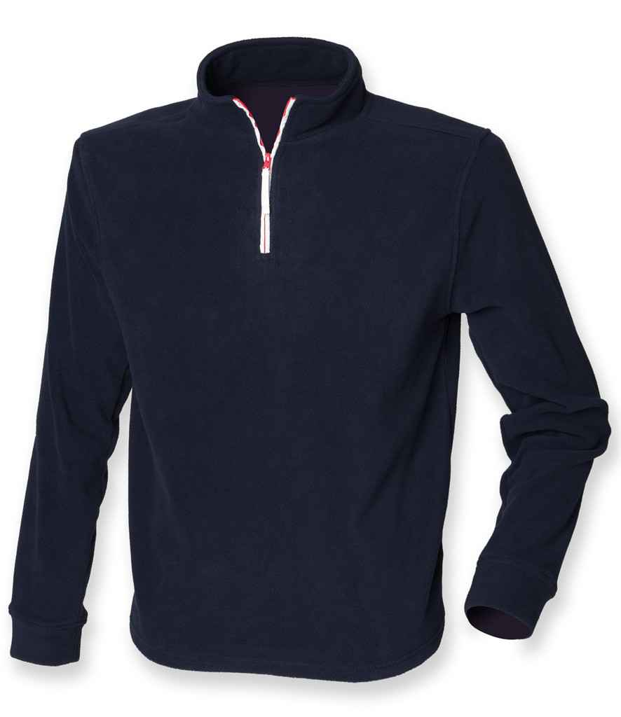 Finden and Hales Zip Neck Piped Micro Fleece in Navy White by Finden + Hales — Custom branded clothing by Print Press, featuring premium embroidery produced in our specialist print lab in the UK.