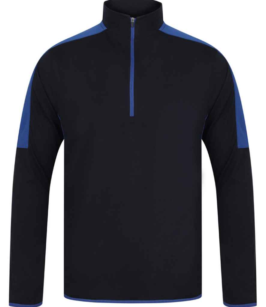 Finden and Hales Contrast Zip Neck Midlayer Top in Navy Royal Blue by Finden + Hales — Custom branded clothing by Print Press, featuring premium embroidery produced in our specialist print lab in the UK.
