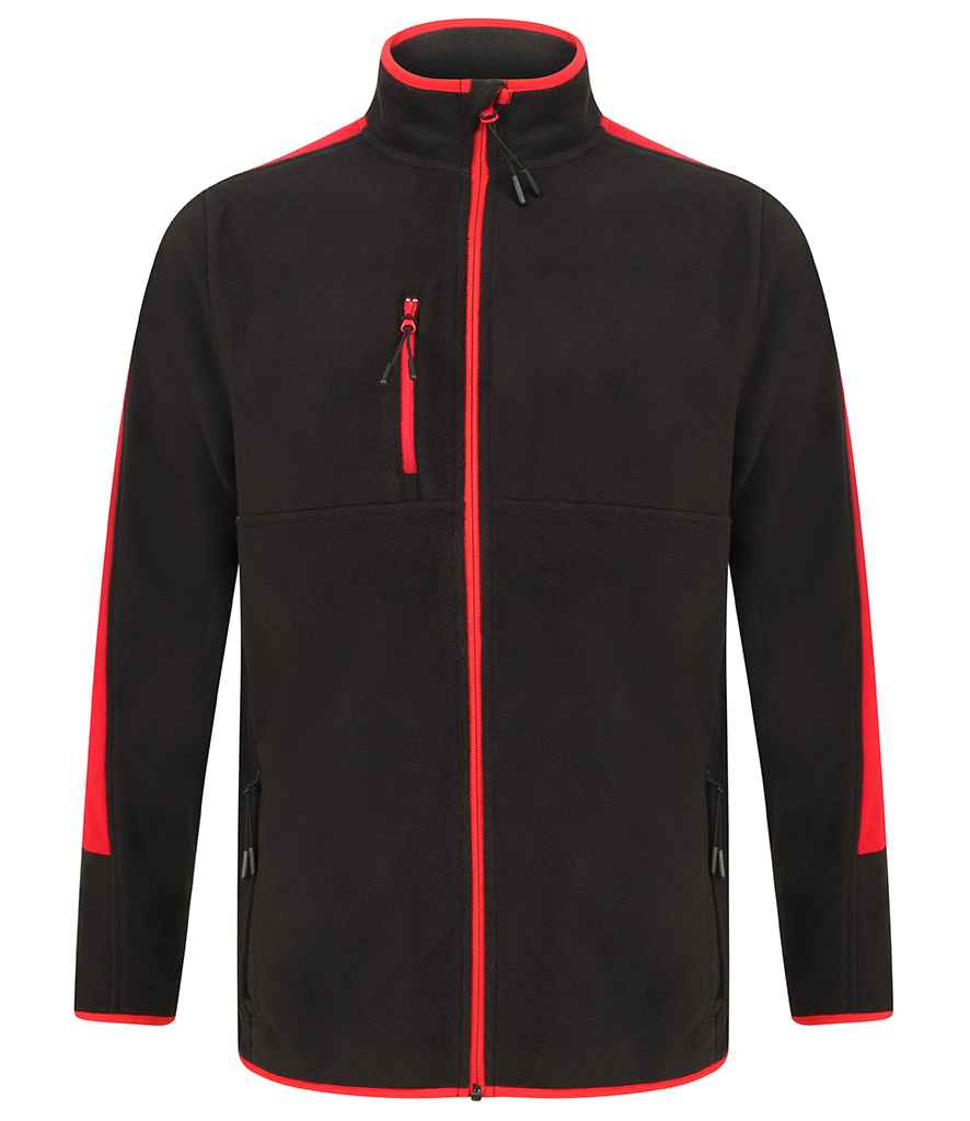 Finden and Hales Unisex Micro Fleece Jacket in Black Red by Finden + Hales — Custom branded clothing by Print Press, featuring premium embroidery produced in our specialist print lab in the UK.