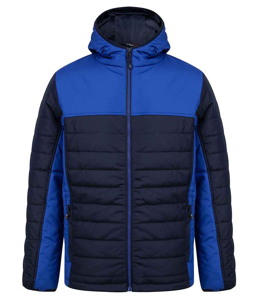 Finden and Hales Contrast Padded Jacket in Navy Royal Blue by Finden + Hales — Custom branded clothing by Print Press, featuring premium embroidery produced in our specialist print lab in the UK.
