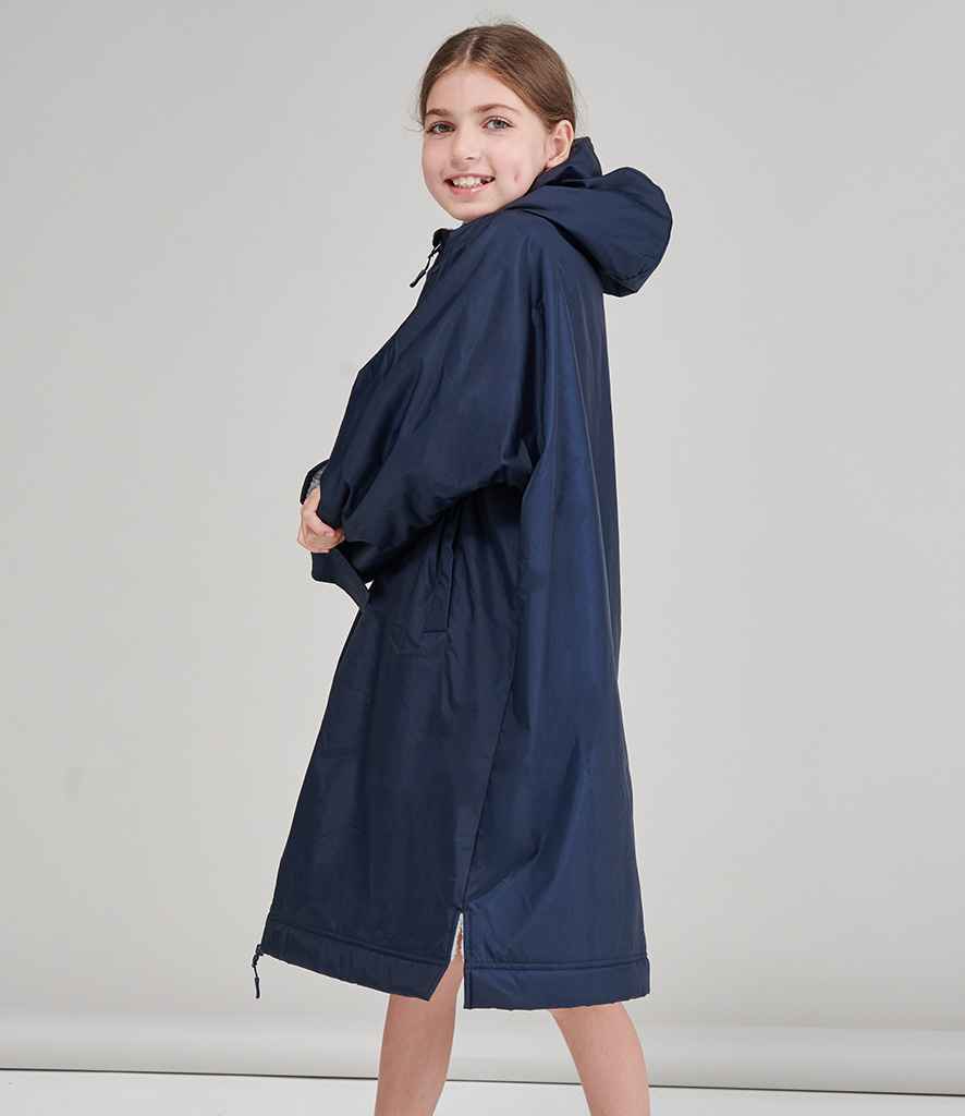 Finden & Hales Kids All Weather Robe in Navy by Finden + Hales — Custom branded clothing by Print Press, featuring premium embroidery produced in our specialist print lab in the UK.