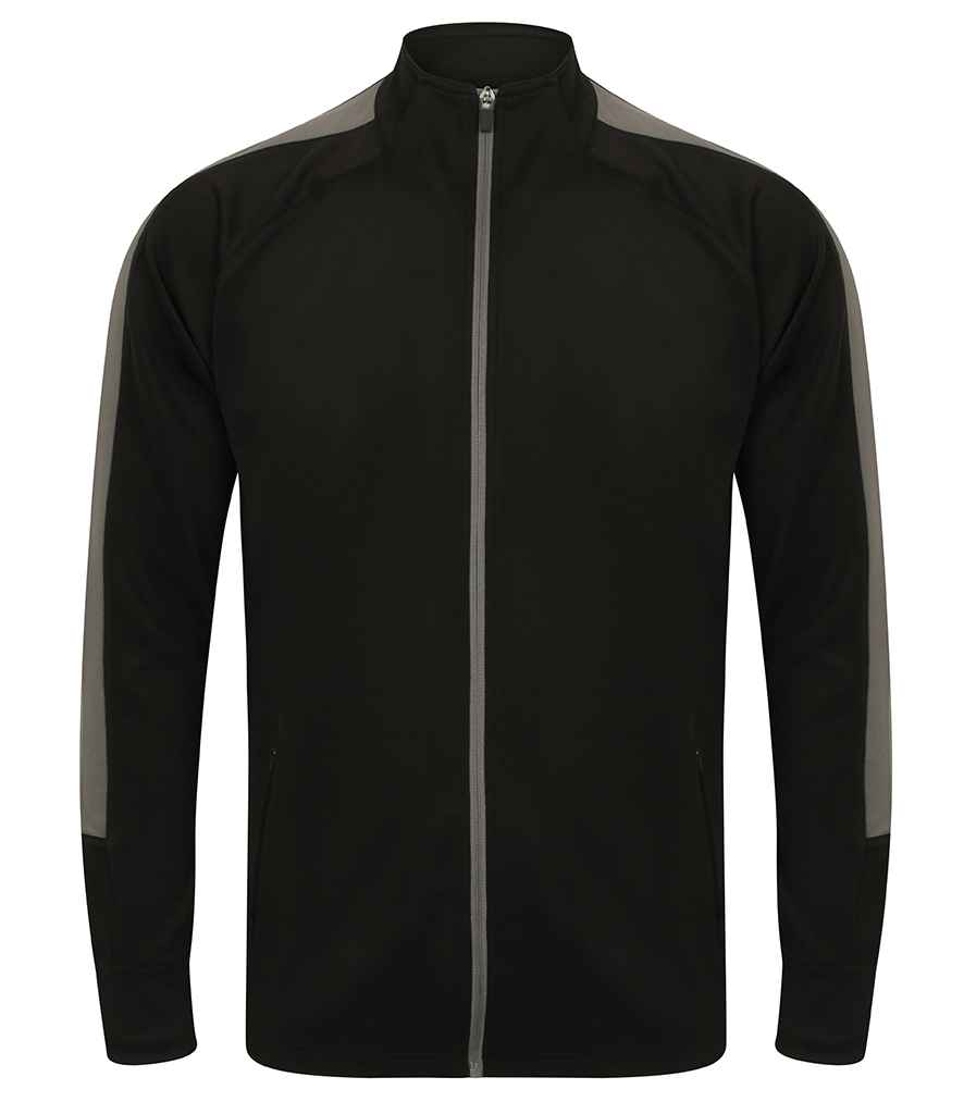 Finden and Hales Knitted Tracksuit Top in Black Gunmetal by Finden + Hales — Custom branded clothing by Print Press, featuring premium embroidery produced in our specialist print lab in the UK.