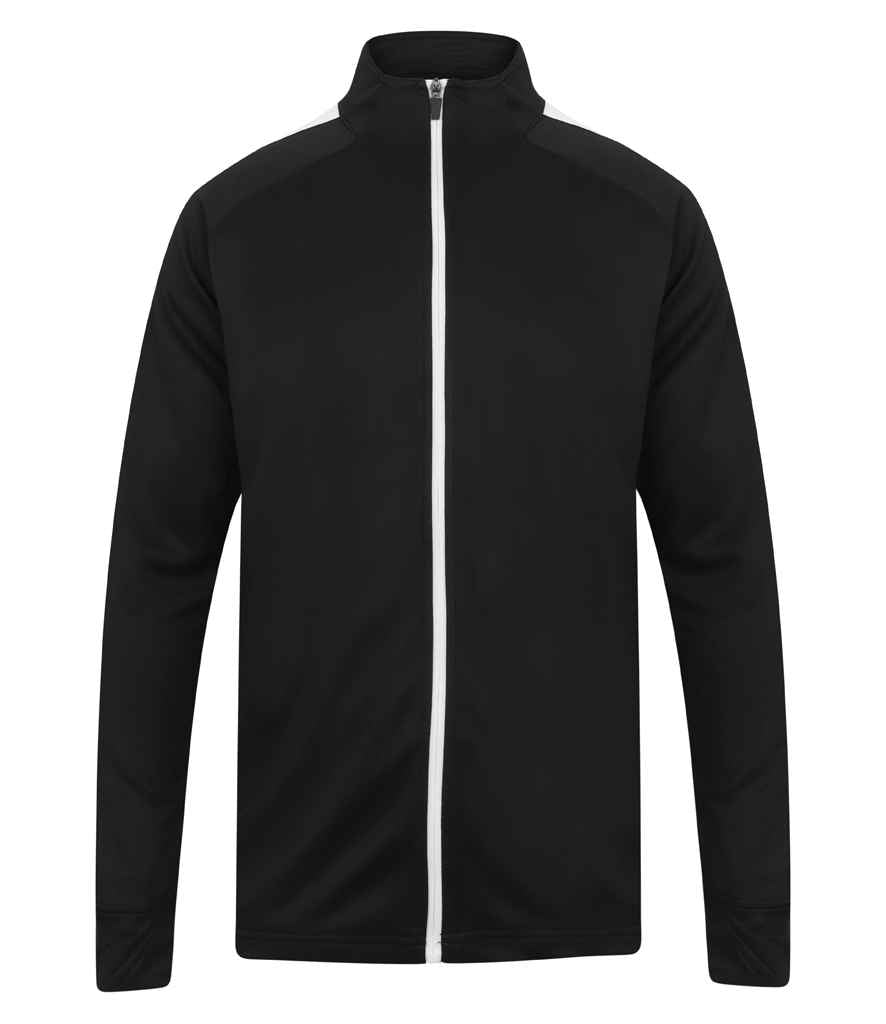 Finden and Hales Knitted Tracksuit Top in Black White by Finden + Hales — Custom branded clothing by Print Press, featuring premium embroidery produced in our specialist print lab in the UK.