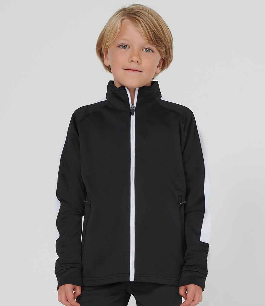 Finden and Hales Kids Knitted Tracksuit Top in Black White by Finden + Hales — Custom branded clothing by Print Press, featuring premium embroidery produced in our specialist print lab in the UK.