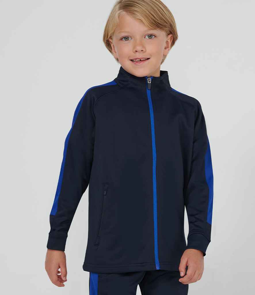 Finden and Hales Kids Knitted Tracksuit Top in Navy Royal Blue by Finden + Hales — Custom branded clothing by Print Press, featuring premium embroidery produced in our specialist print lab in the UK.
