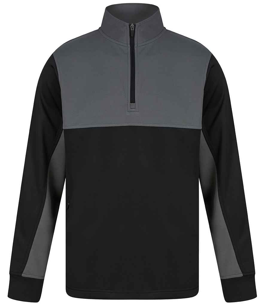 Finden and Hales 1/4 Zip Tracksuit Top in Black Gunmetal by Finden + Hales — Custom branded clothing by Print Press, featuring premium embroidery produced in our specialist print lab in the UK.