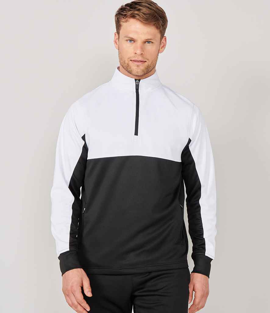 Finden and Hales 1/4 Zip Tracksuit Top in Black White by Finden + Hales — Custom branded clothing by Print Press, featuring premium embroidery produced in our specialist print lab in the UK.