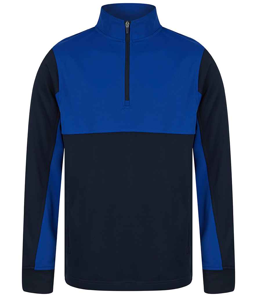 Finden and Hales Kids 1/4 Zip Tracksuit Top in Navy Royal Blue by Finden + Hales — Custom branded clothing by Print Press, featuring premium embroidery produced in our specialist print lab in the UK.