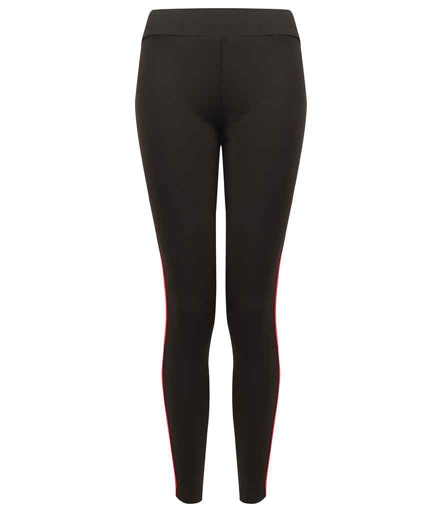 Finden and Hales Ladies Contrast Team Leggings in Black Red by Finden + Hales — Custom branded clothing by Print Press, featuring premium embroidery produced in our specialist print lab in the UK.