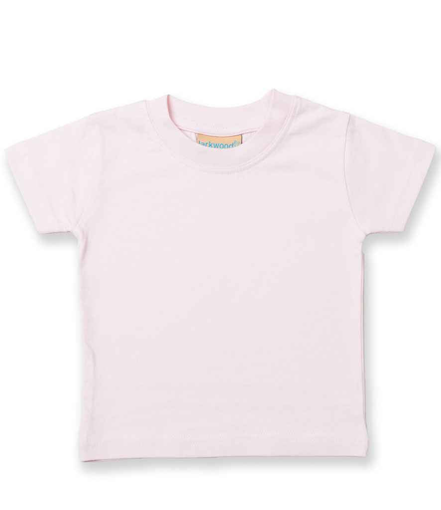 Larkwood Baby/Toddler T-Shirt in Pale Pink by Larkwood — Custom branded clothing by Print Press, featuring premium embroidery produced in our specialist print lab in the UK.
