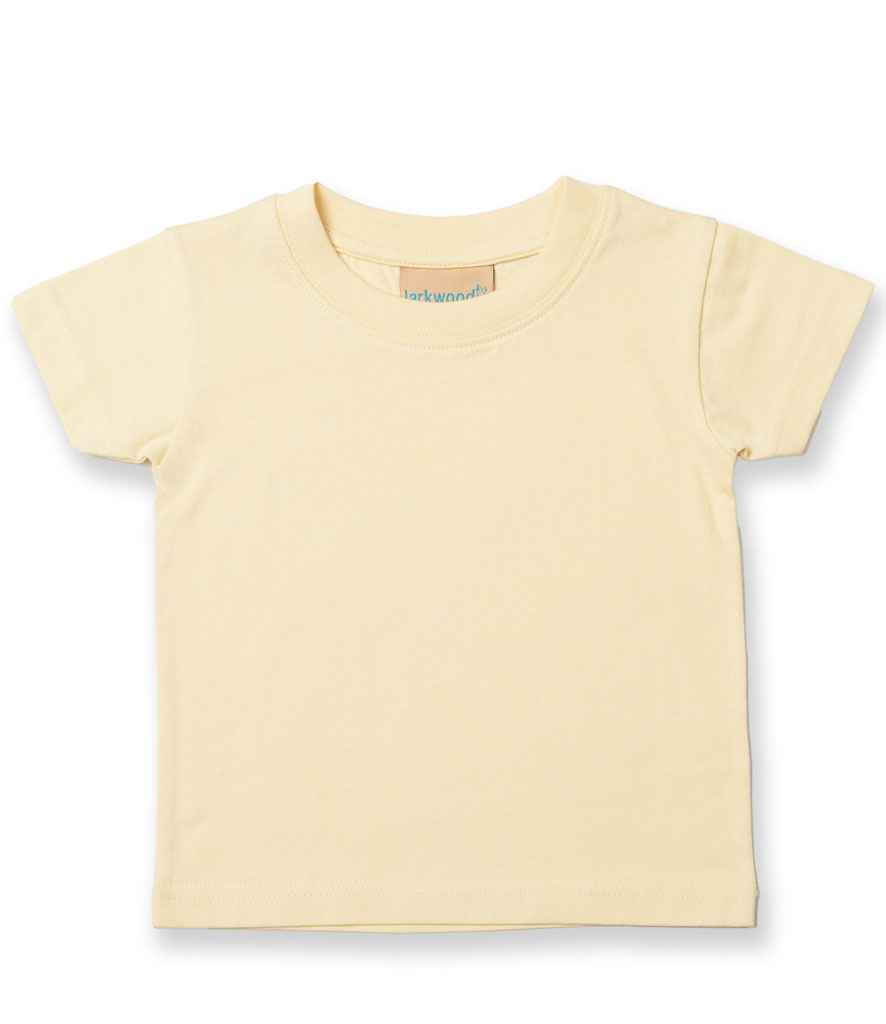 Larkwood Baby/Toddler T-Shirt in Pale Yellow by Larkwood — Custom branded clothing by Print Press, featuring premium embroidery produced in our specialist print lab in the UK.
