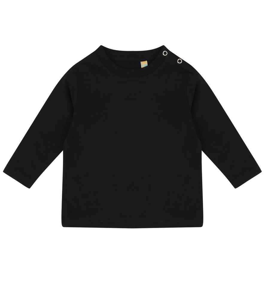 Larkwood Baby/Toddler Long Sleeve T-Shirt in Black by Larkwood — Custom branded clothing by Print Press, featuring premium embroidery produced in our specialist print lab in the UK.
