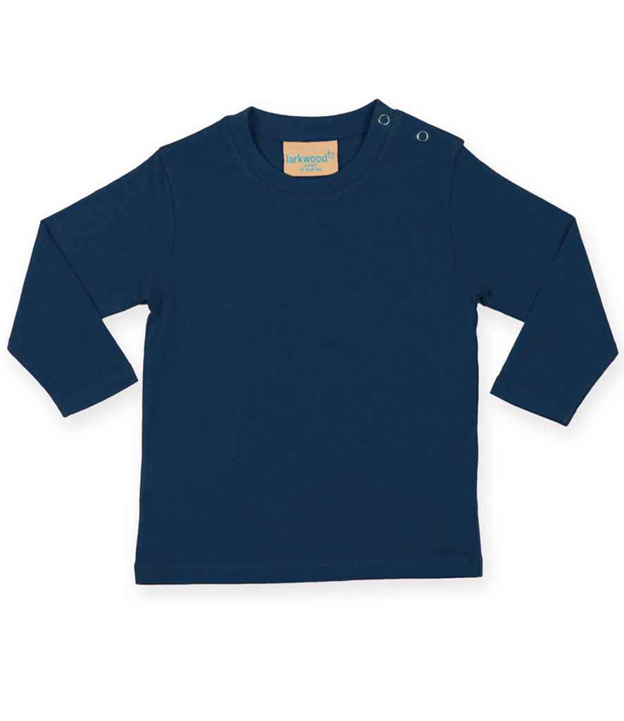 Larkwood Baby/Toddler Long Sleeve T-Shirt in Navy by Larkwood — Custom branded clothing by Print Press, featuring premium embroidery produced in our specialist print lab in the UK.