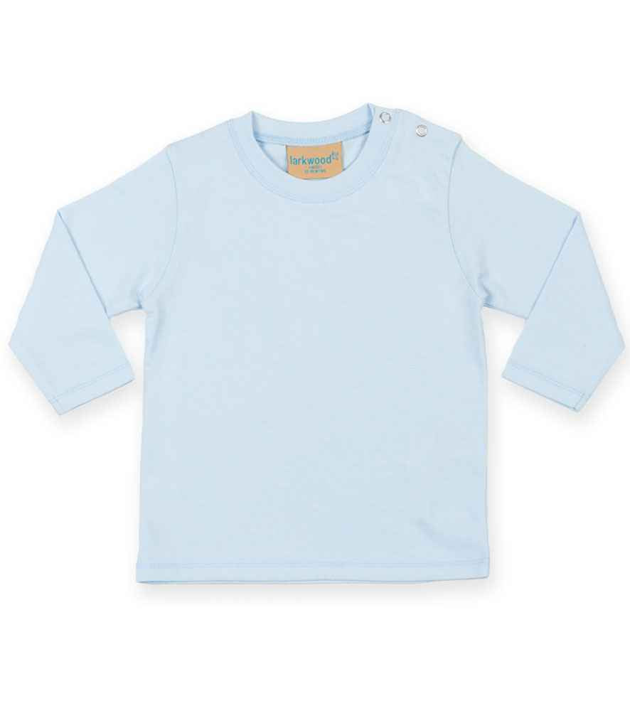 Larkwood Baby/Toddler Long Sleeve T-Shirt in Pale Blue by Larkwood — Custom branded clothing by Print Press, featuring premium embroidery produced in our specialist print lab in the UK.