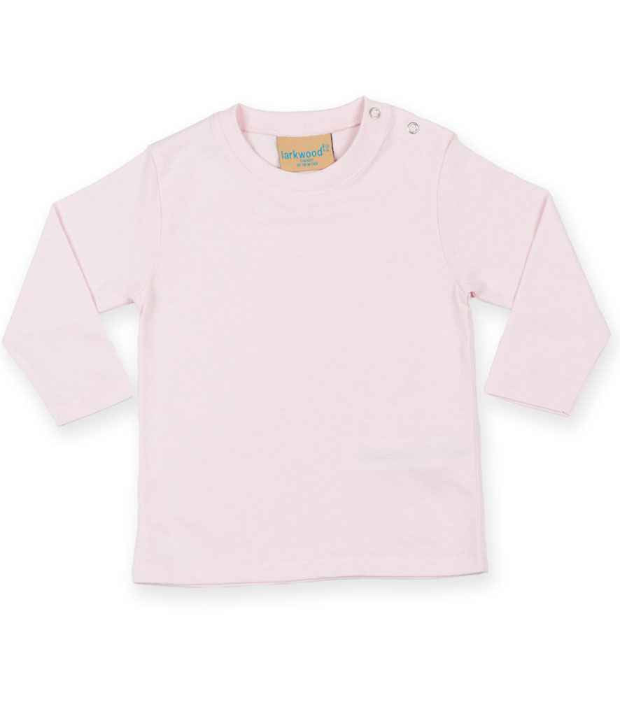Larkwood Baby/Toddler Long Sleeve T-Shirt in Pale Pink by Larkwood — Custom branded clothing by Print Press, featuring premium embroidery produced in our specialist print lab in the UK.