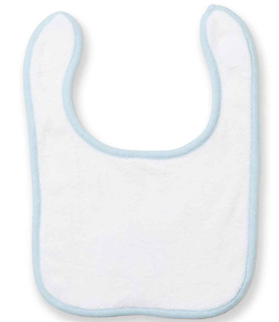 Larkwood Baby/Toddler Terry Bib in ONE White Pale Blue by Larkwood — Custom branded clothing by Print Press, featuring premium embroidery produced in our specialist print lab in the UK.
