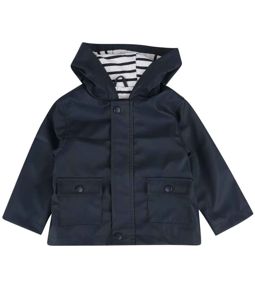 Larkwood Baby/Toddler Rain Jacket in Navy by Larkwood — Custom branded clothing by Print Press, featuring premium embroidery produced in our specialist print lab in the UK.