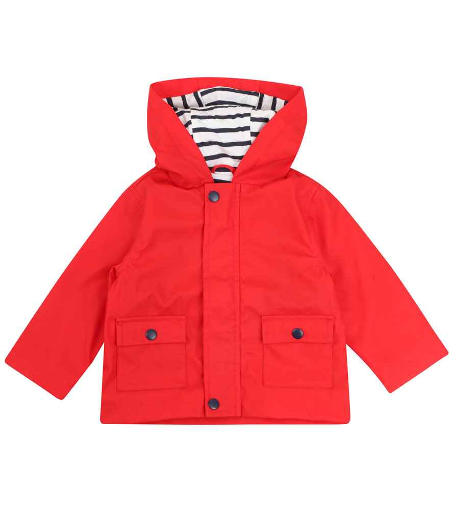 Larkwood Baby/Toddler Rain Jacket in Red by Larkwood — Custom branded clothing by Print Press, featuring premium embroidery produced in our specialist print lab in the UK.
