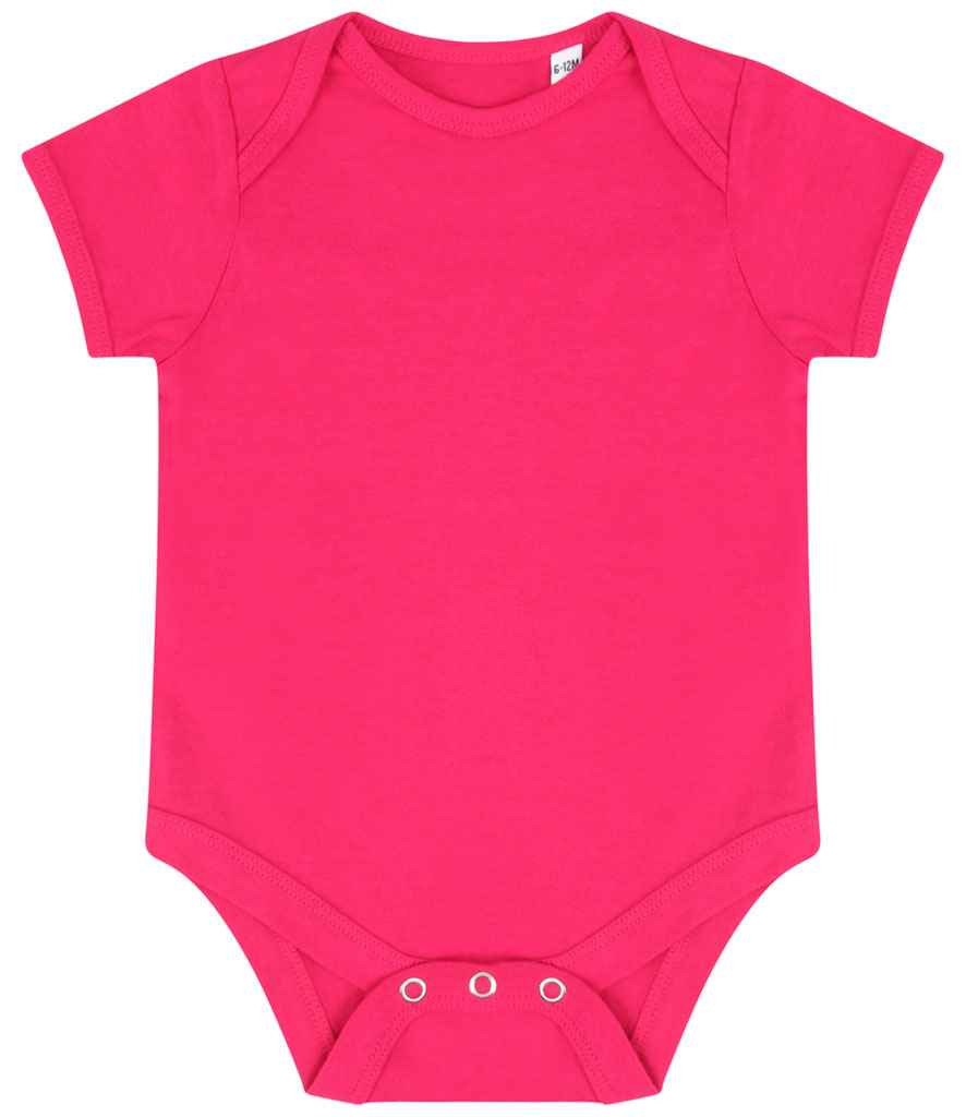 Larkwood Essential Short Sleeve Baby Bodysuit in Fuchsia by Larkwood — Custom branded clothing by Print Press, featuring premium embroidery produced in our specialist print lab in the UK.