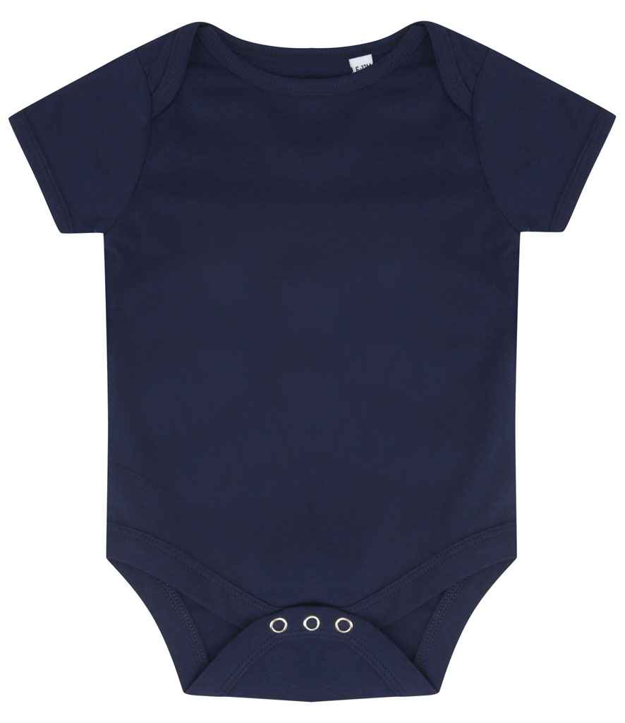 Larkwood Essential Short Sleeve Baby Bodysuit in Navy by Larkwood — Custom branded clothing by Print Press, featuring premium embroidery produced in our specialist print lab in the UK.