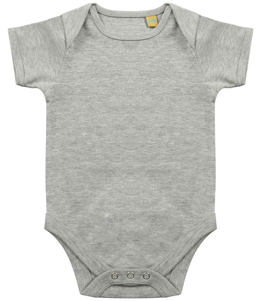 Larkwood Short Sleeve Baby Bodysuit in Heather Grey by Larkwood — Custom branded clothing by Print Press, featuring premium embroidery produced in our specialist print lab in the UK.