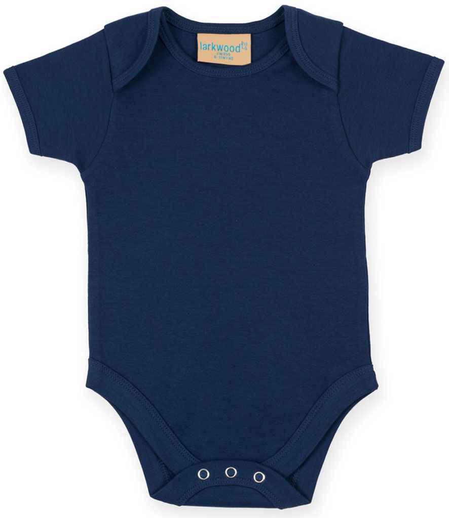 Larkwood Short Sleeve Baby Bodysuit in Navy by Larkwood — Custom branded clothing by Print Press, featuring premium embroidery produced in our specialist print lab in the UK.