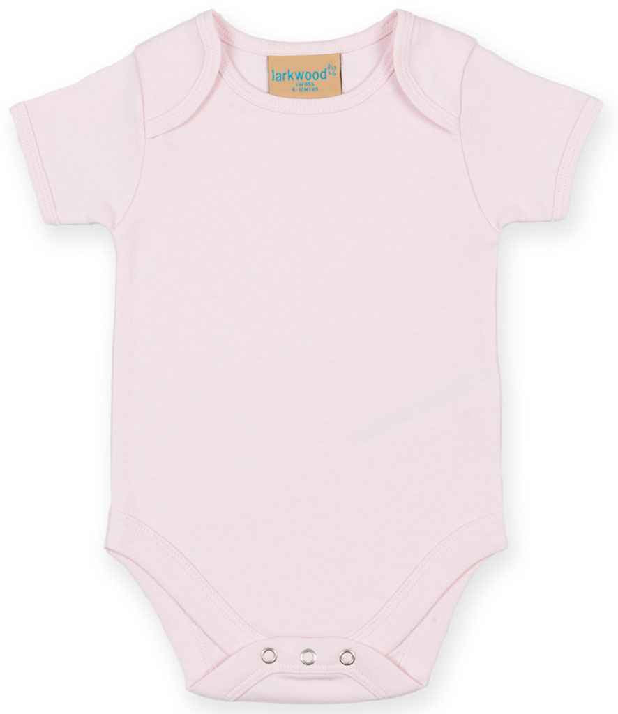 Larkwood Short Sleeve Baby Bodysuit in Pale Pink by Larkwood — Custom branded clothing by Print Press, featuring premium embroidery produced in our specialist print lab in the UK.