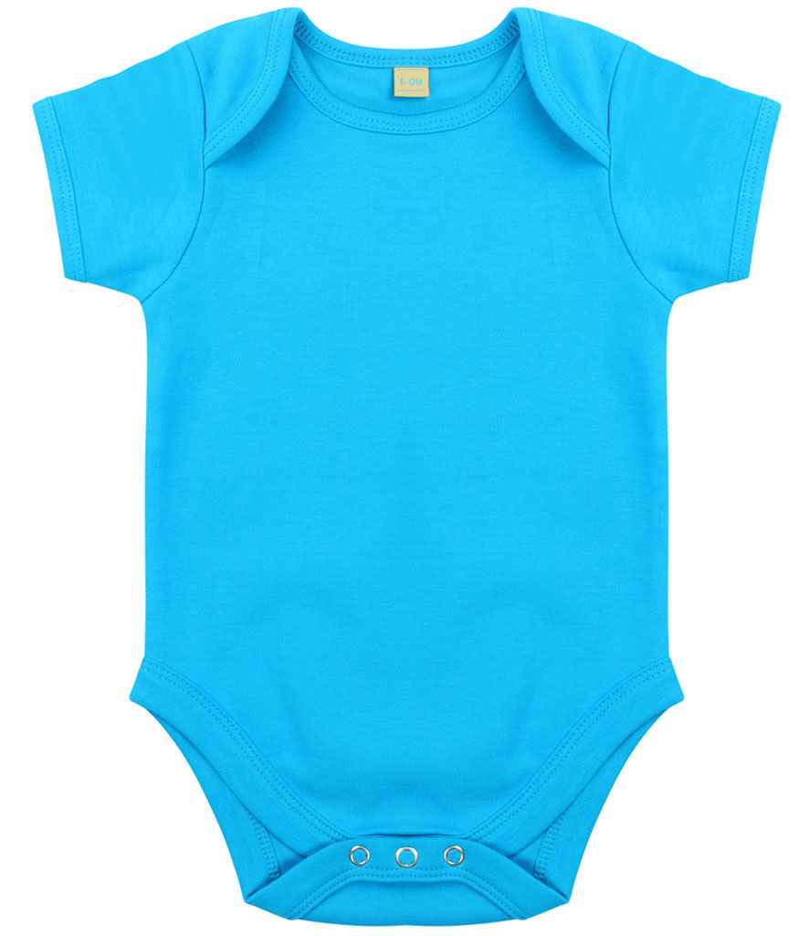 Larkwood Short Sleeve Baby Bodysuit in Turquoise Blue by Larkwood — Custom branded clothing by Print Press, featuring premium embroidery produced in our specialist print lab in the UK.