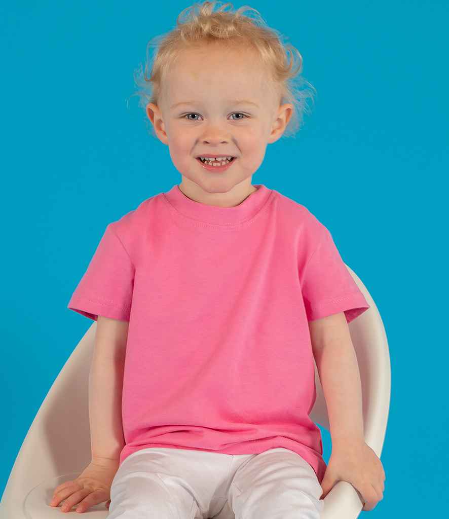 Larkwood Baby/Toddler Organic T-Shirt in Bright Pink by Larkwood — Custom branded clothing by Print Press, featuring premium embroidery produced in our specialist print lab in the UK.