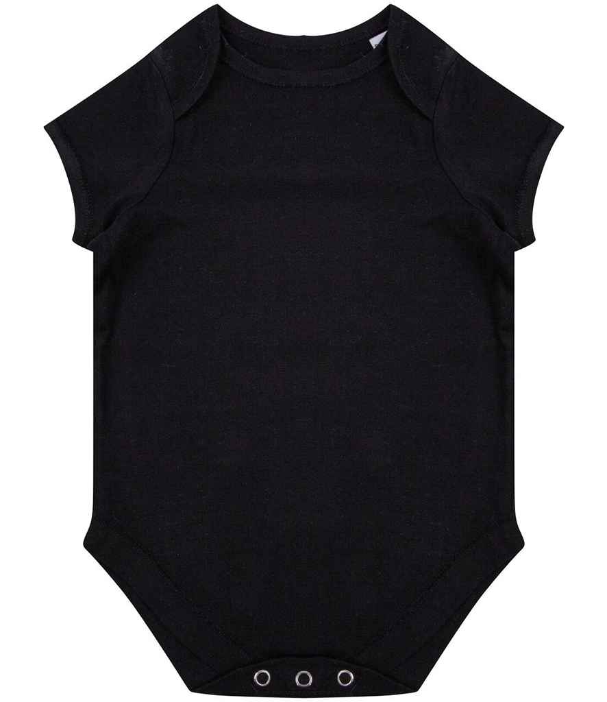 Larkwood Organic Baby Bodysuit in Black by Larkwood — Custom branded clothing by Print Press, featuring premium embroidery produced in our specialist print lab in the UK.