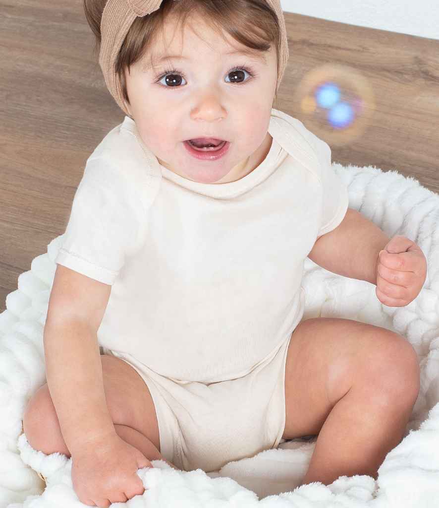 Larkwood Organic Baby Bodysuit in Natural by Larkwood — Custom branded clothing by Print Press, featuring premium embroidery produced in our specialist print lab in the UK.