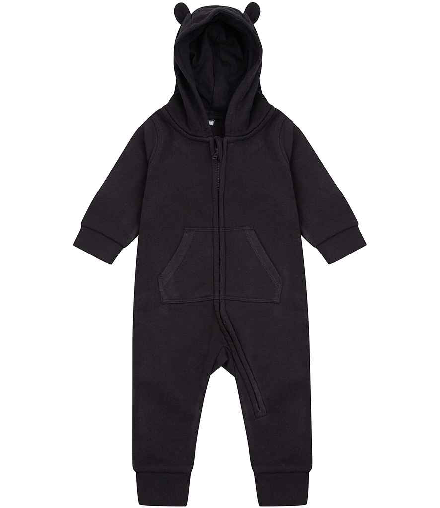Larkwood Baby/Toddler Fleece All In One in Black by Larkwood — Custom branded clothing by Print Press, featuring premium embroidery produced in our specialist print lab in the UK.