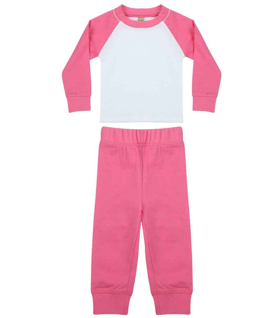 Larkwood Baby/Toddler Pyjamas in Candyfloss Pink White by Larkwood — Custom branded clothing by Print Press, featuring premium embroidery produced in our specialist print lab in the UK.