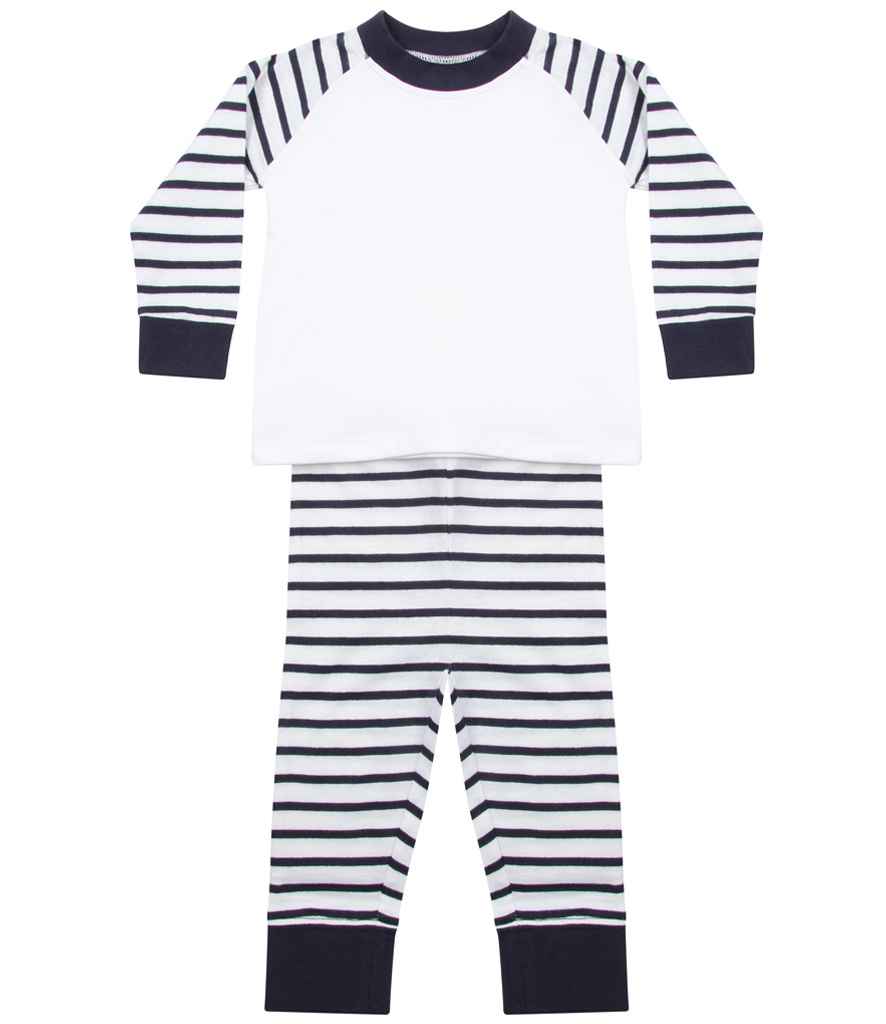 Larkwood Baby/Toddler Striped Pyjamas in by Larkwood — Custom branded clothing by Print Press, featuring premium embroidery produced in our specialist print lab in the UK.