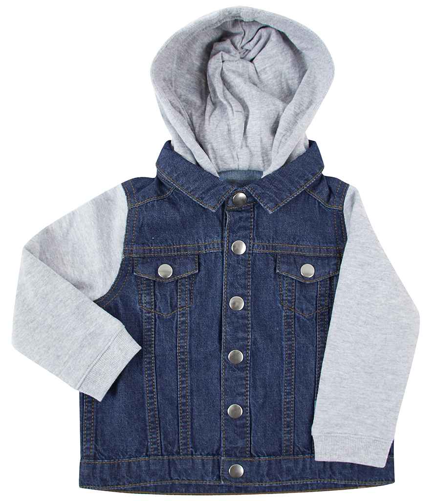 Larkwood Kids Denim Jacket in by Larkwood — Custom branded clothing by Print Press, featuring premium embroidery produced in our specialist print lab in the UK.