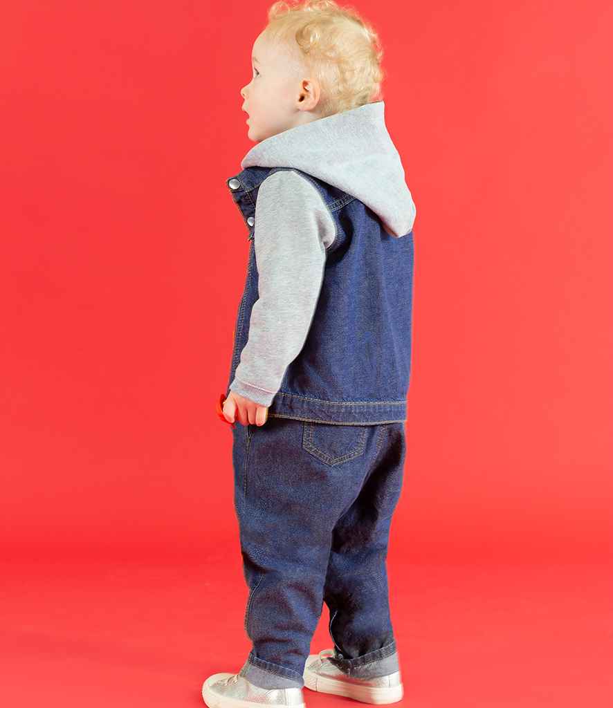 Larkwood Kids Denim Jacket in by Larkwood — Custom branded clothing by Print Press, featuring premium embroidery produced in our specialist print lab in the UK.
