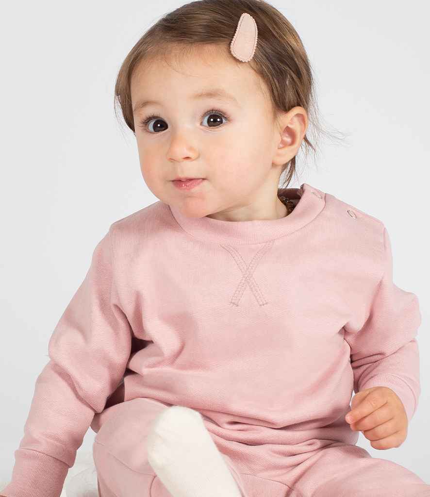 Larkwood Kids Sustainable Sweatshirt in Soft Pink by Larkwood — Custom branded clothing by Print Press, featuring premium embroidery produced in our specialist print lab in the UK.