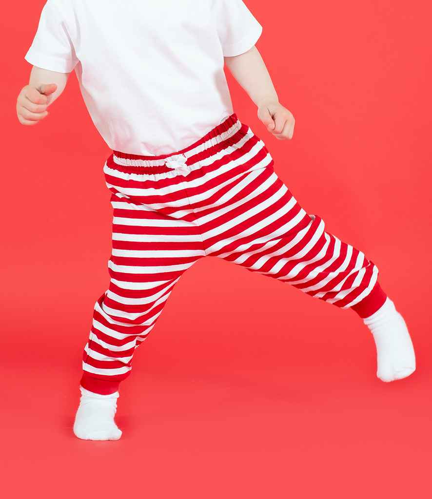 Larkwood Baby/Toddler Lounge Pants in Red White Stripes by Larkwood — Custom branded clothing by Print Press, featuring premium embroidery produced in our specialist print lab in the UK.