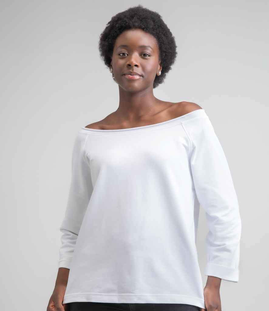 Mantis Ladies Flash Dance Sweatshirt in White by Mantis — Custom branded clothing by Print Press, featuring premium embroidery produced in our specialist print lab in the UK.