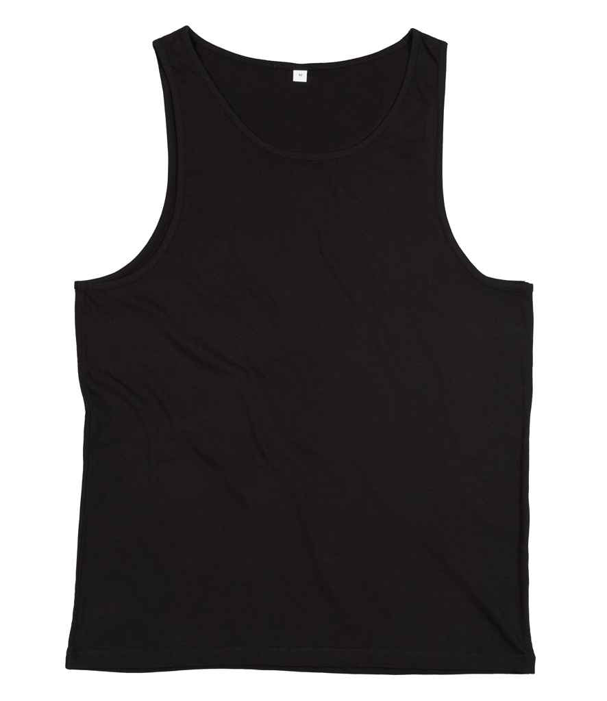 One by Mantis Unisex Drop Armhole Vest Top in Black by Mantis — Custom branded clothing by Print Press, featuring premium embroidery produced in our specialist print lab in the UK.