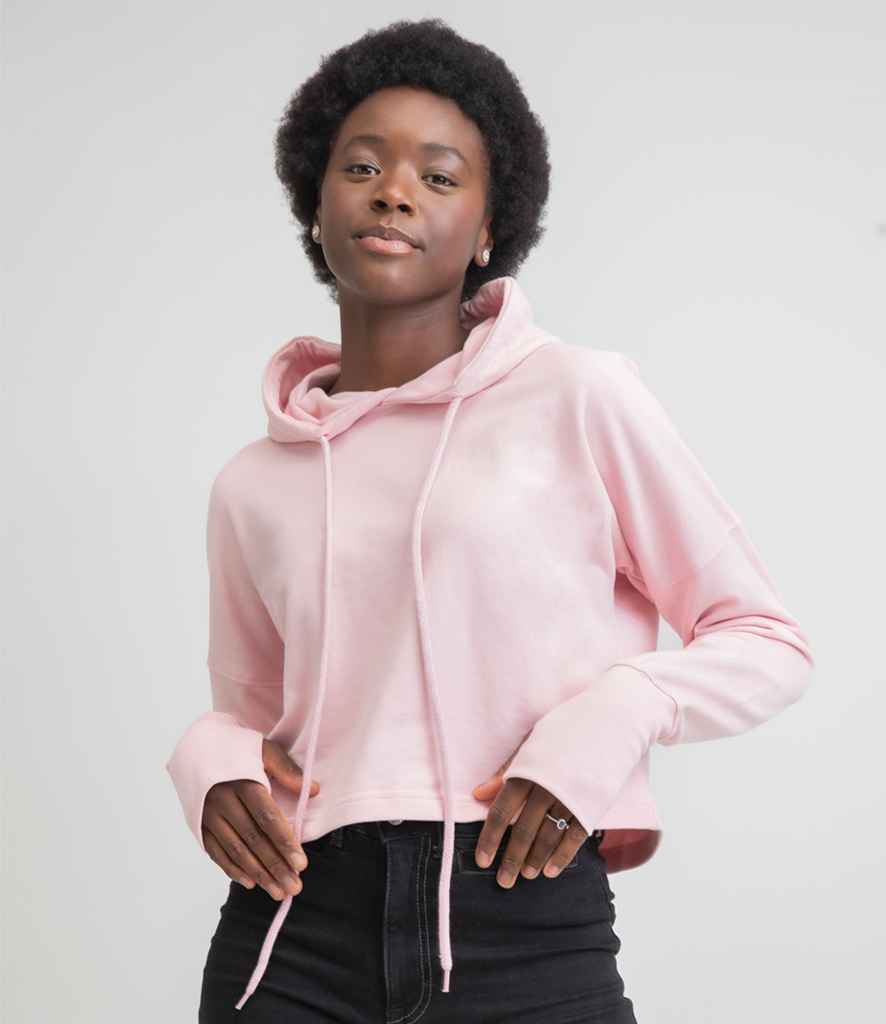 Mantis Ladies Cropped Hoodie in Soft Pink by Mantis — Custom branded clothing by Print Press, featuring premium embroidery produced in our specialist print lab in the UK.