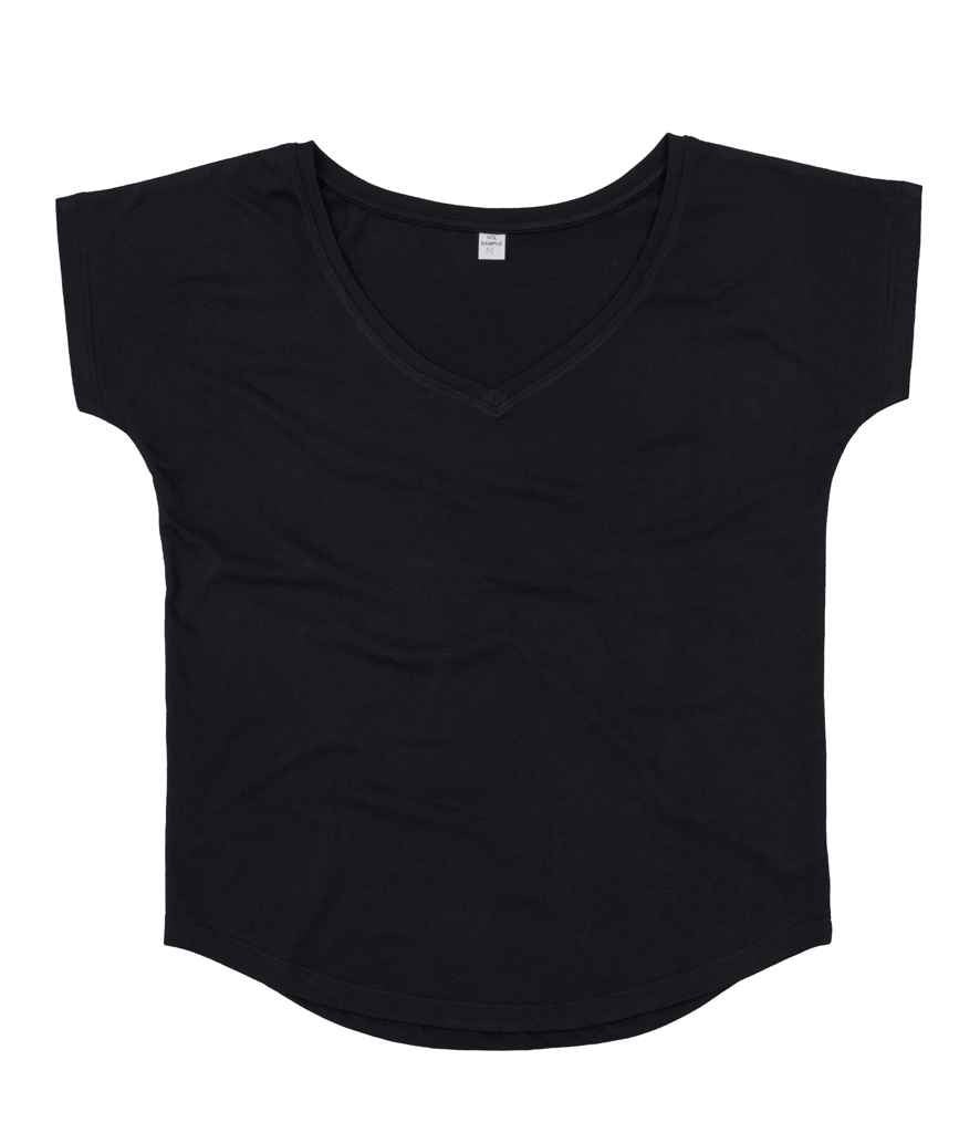 Mantis Ladies Loose Fit V Neck T-Shirt in Black by Mantis — Custom branded clothing by Print Press, featuring premium embroidery produced in our specialist print lab in the UK.