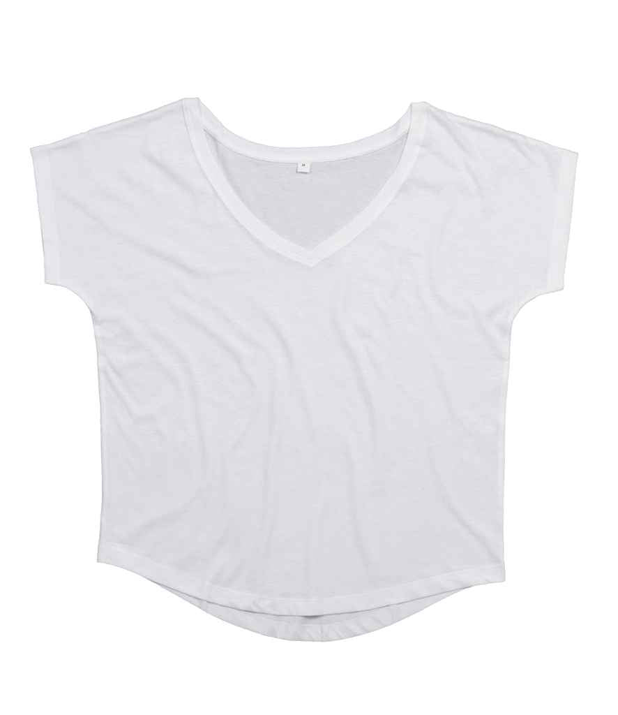 Mantis Ladies Loose Fit V Neck T-Shirt in White by Mantis — Custom branded clothing by Print Press, featuring premium embroidery produced in our specialist print lab in the UK.